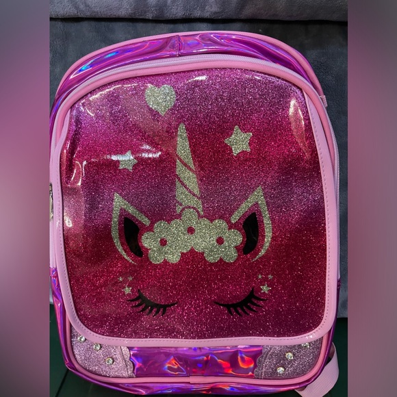 NWT - Girls Glitter Backpack/Book-bag Unicorn - Picture 2 of 9
